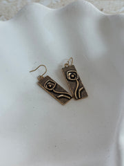 Brass Art Deco Rectangle Earrings ( SJ 100)