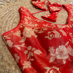 ORGANGE BLOSSOM BROCADE SILK READYMADE BLOUSE ✨(SU 886)