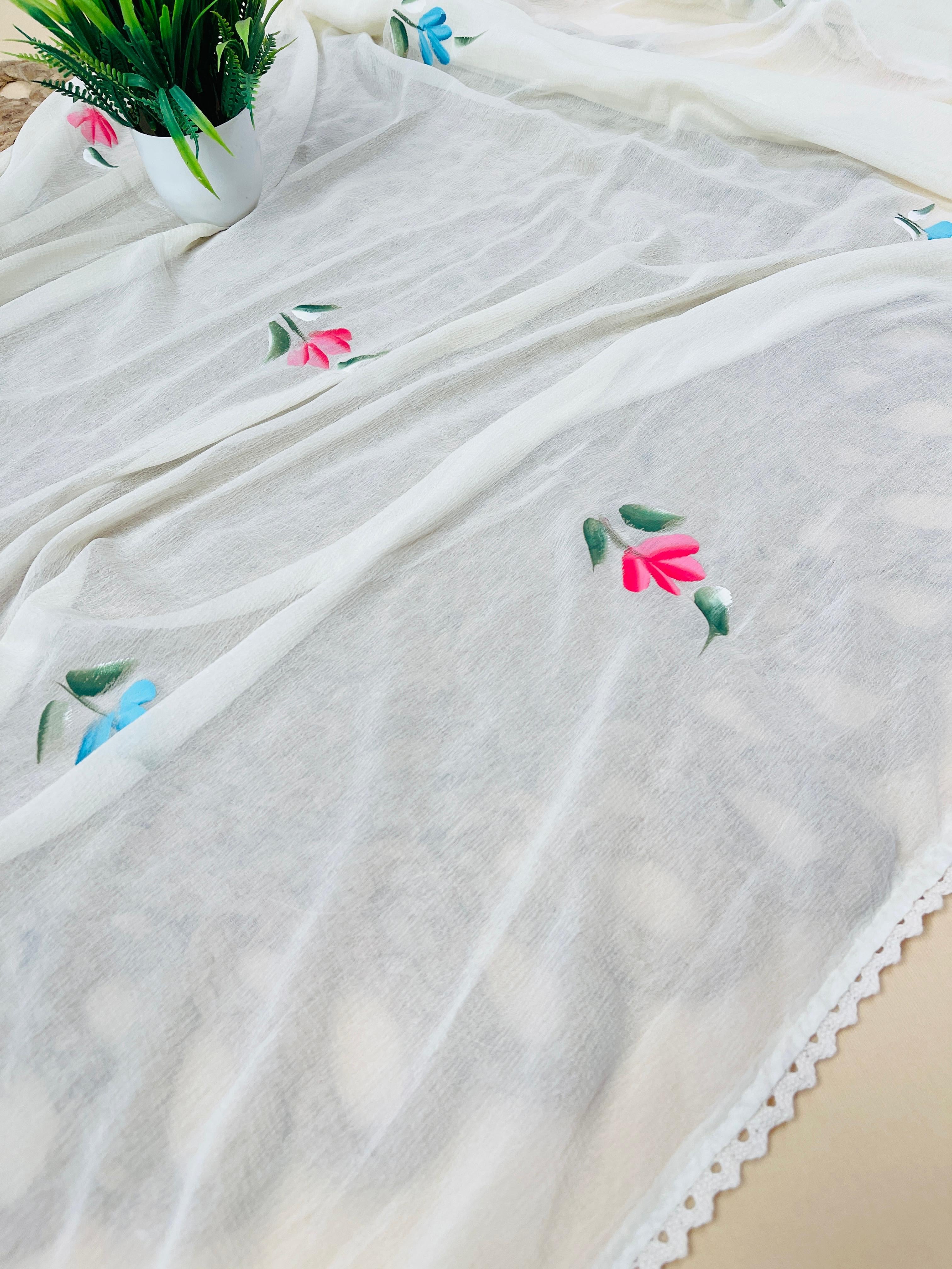 Off white Hakoba Salwar Suit with Floral Embroidery Work- Elegant Salwar Suit SU 141