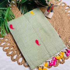 JEWEL💚✨OLIVE WITH MULTICOLOURED PAISLEY DESIGN COTTON SAREE (SU 841)