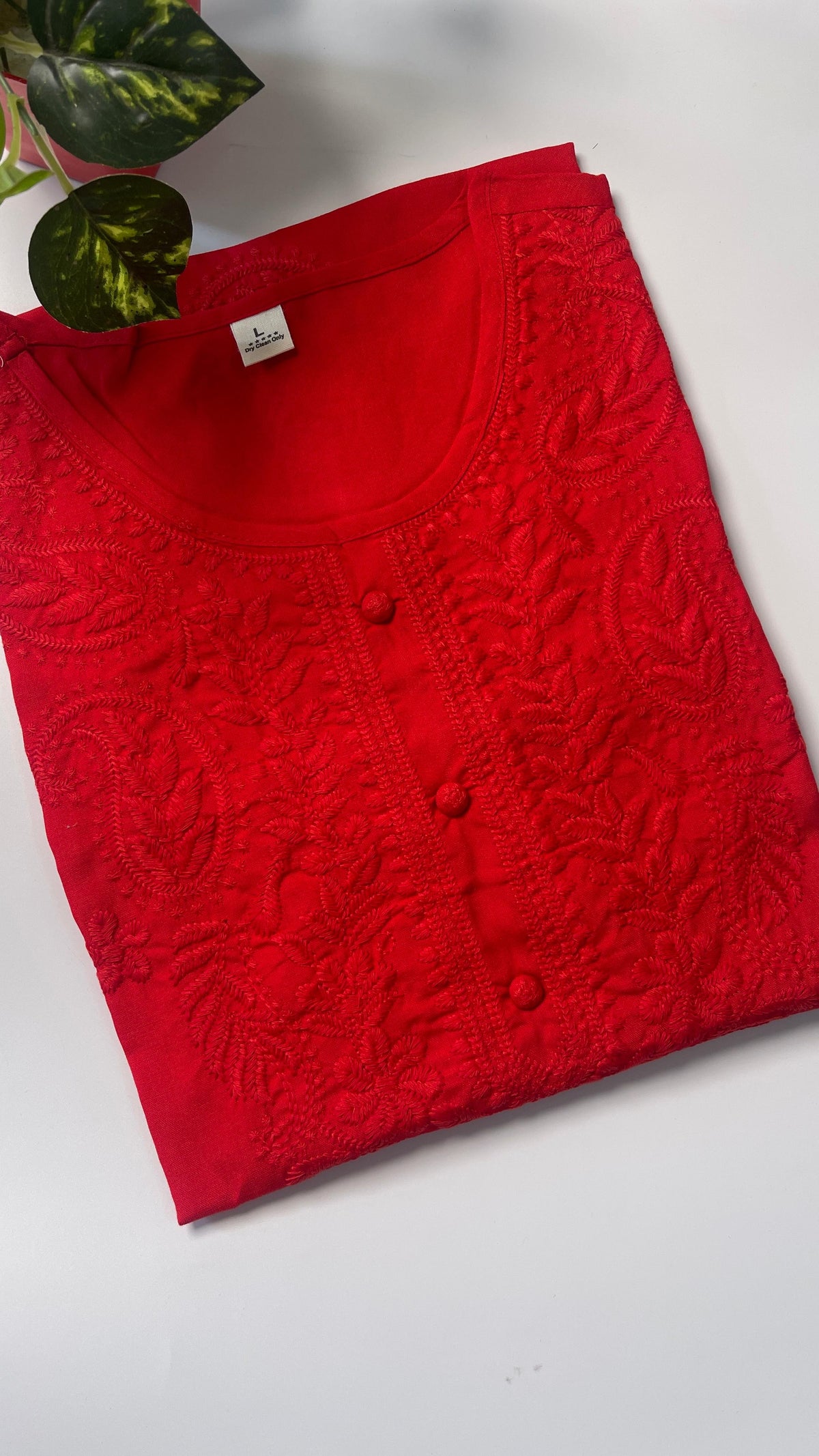 Pure Red Chikankari Top - Comfortable wear - SU 520