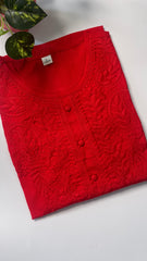 Pure Red Chikankari Top - Comfortable wear - SU 520