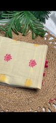 Pink Lotus embroidery Saree with pink tassels- Elegant Saree - SU 495