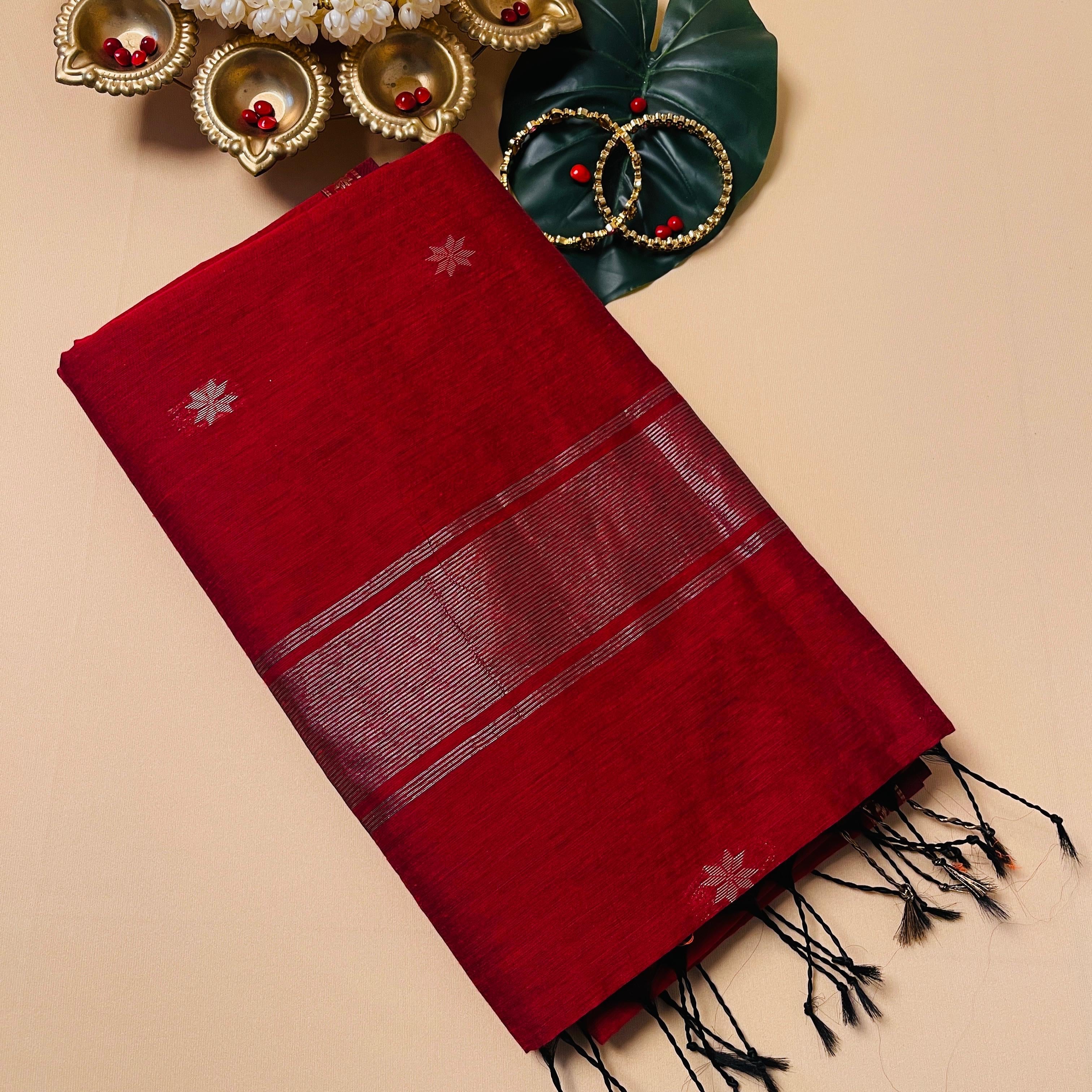 SU 571 - Maroon Golden Black Tasal Saree