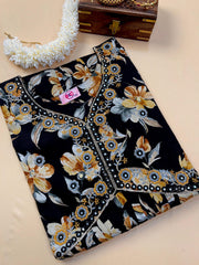 Black Floral Kurtha Top - SU 82