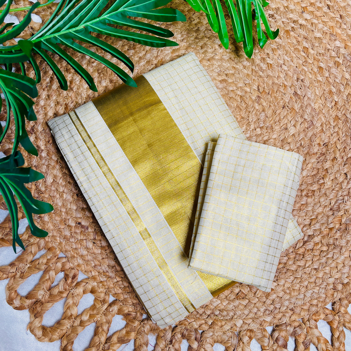 GOLDEN CHECK✨READY TO WEAR TISSUE SAREE (SU 798)