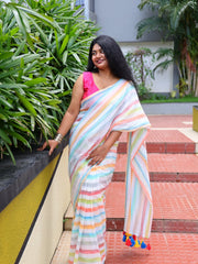 CANDY STRIPES🍭MUL COTTON SAREE (SU 764)