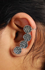 Rosette Oxidised Ear Cuff (SJ 132)