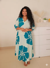 OCEAN FLORAL CO ORD SET (SU 655) (Sleeves available )