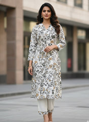 Khadi cotton full floral print Co-ord set (SU 340)