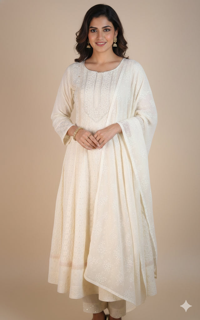 HAKOBA OFF WHITE WITH GOLDEN SALWAR SUIT ( su 242 )