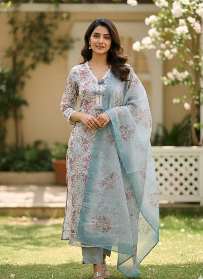 Light Blue Floral Salwar Set (SU 97)