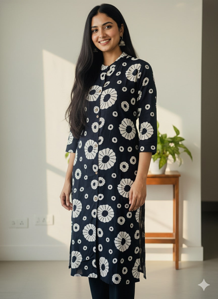 BLACK WITH BEIGE ROUND DESIGN TOP (SU 342)