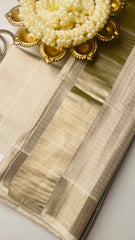 Ready to wear Champagne gold check saree SU 478
