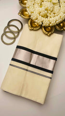 Silver with black set saree