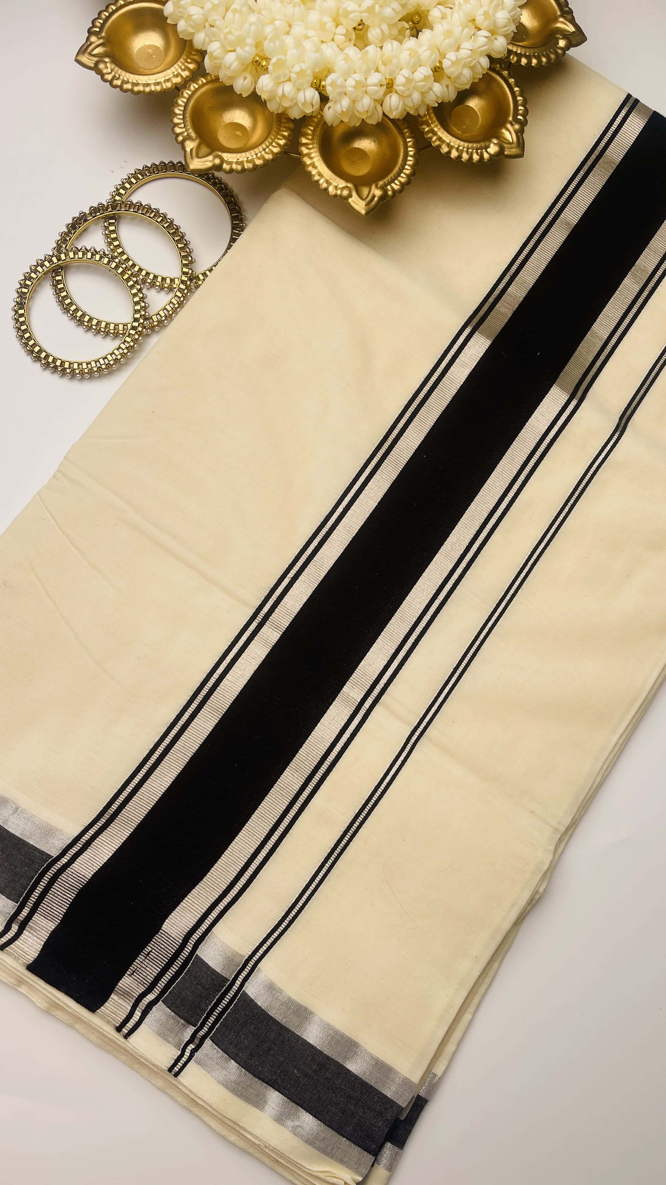 Black with silver set saree