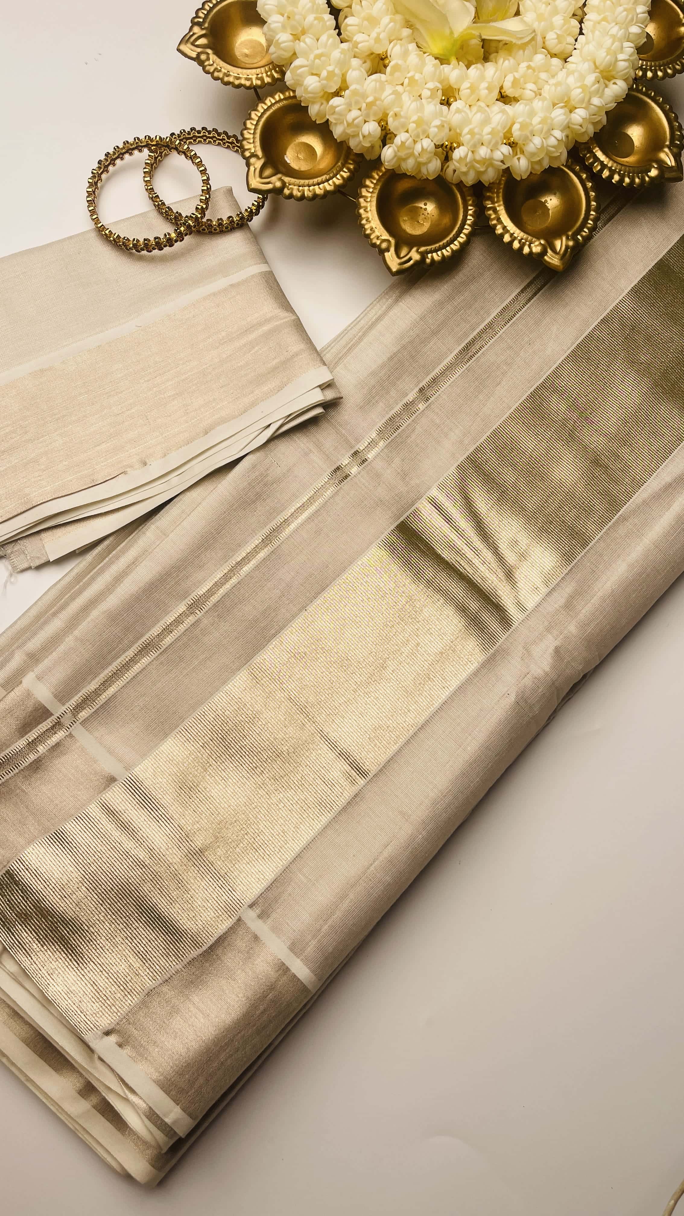 Champagne plain ready to wear saree