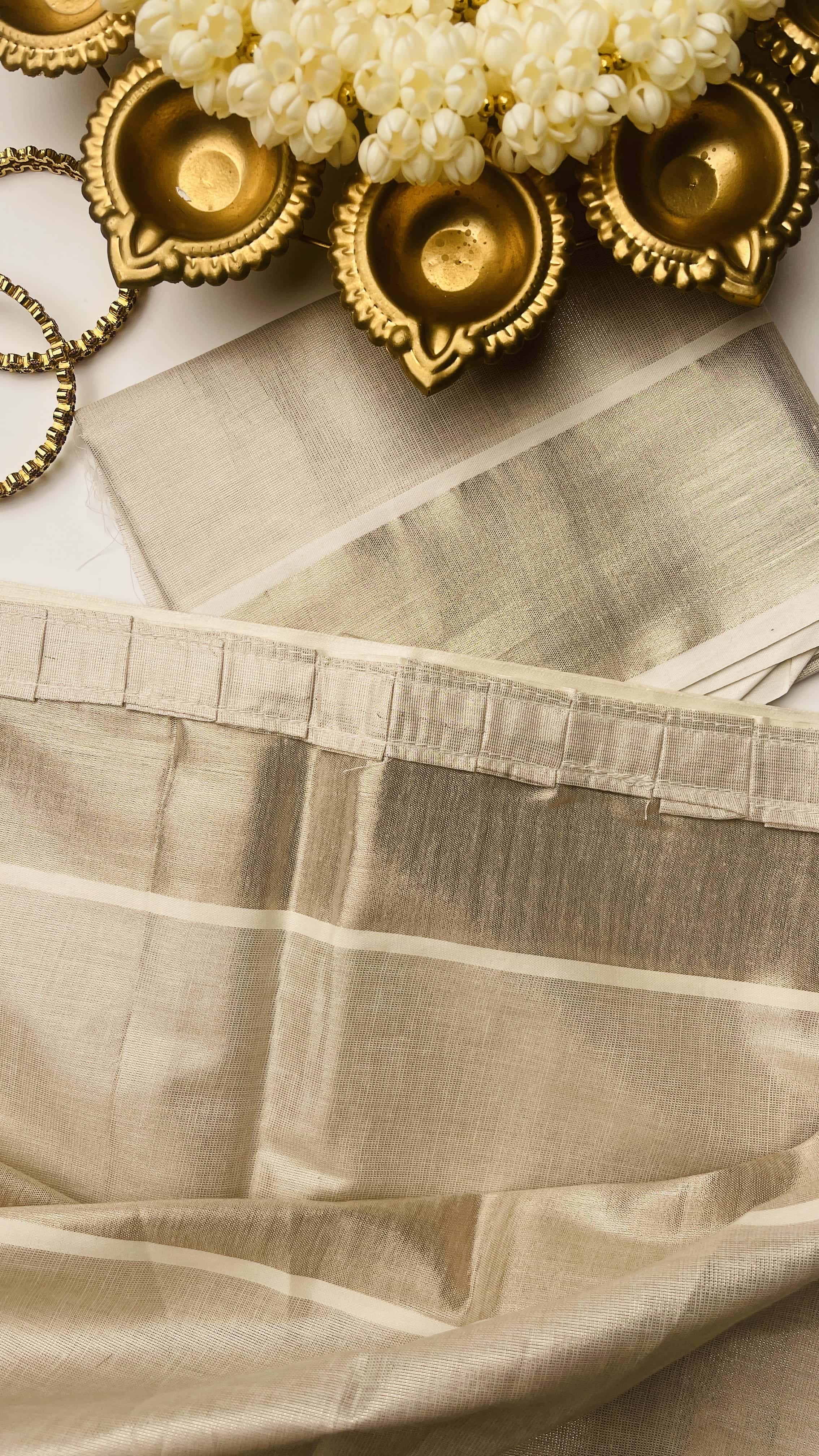 Champagne plain ready to wear saree