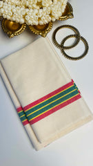 Mulloth set mundu red & green