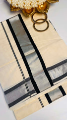 Silver with black set saree