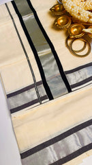 Silver with black set saree