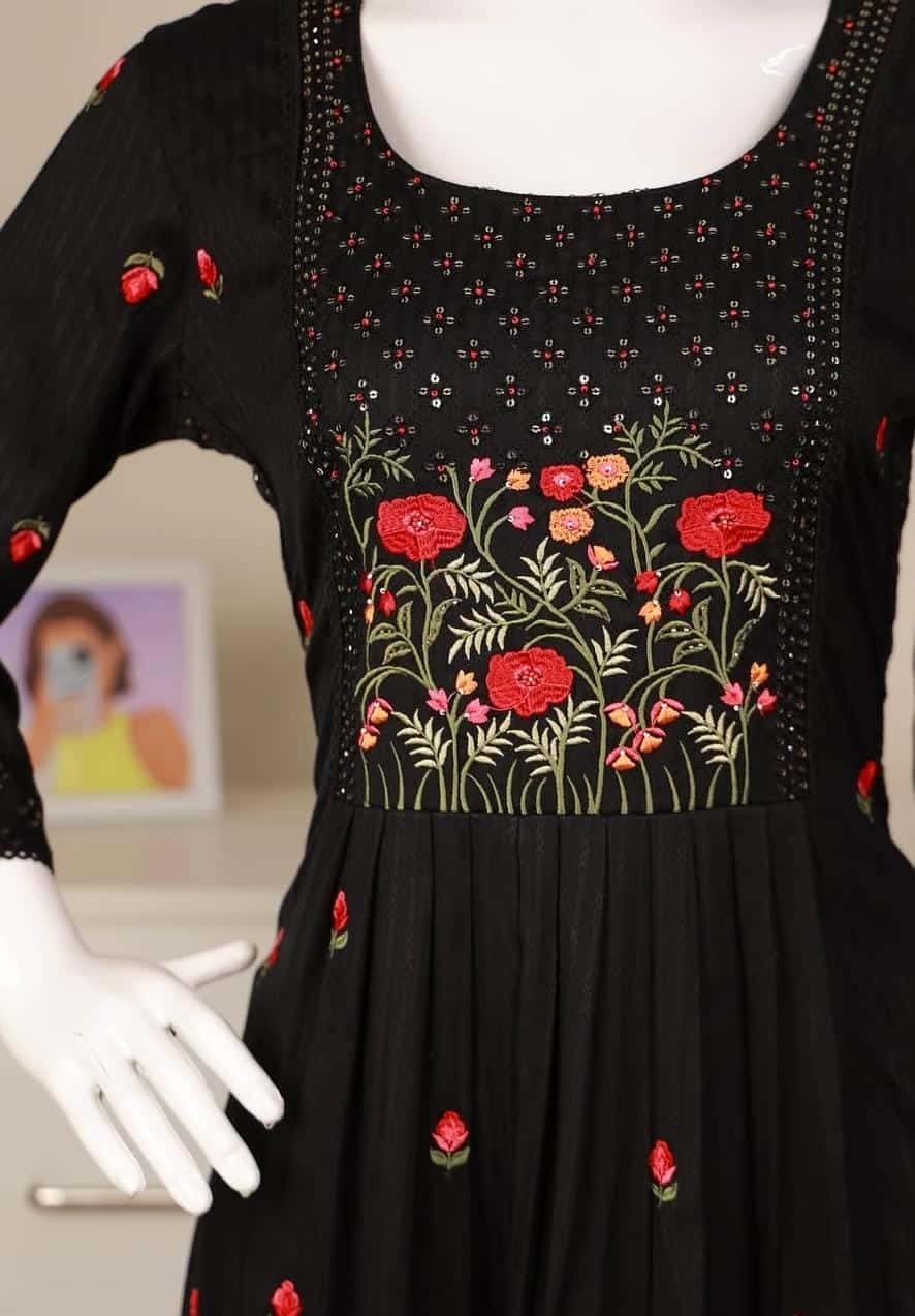 Elegant black floral embroidery Salwar suit