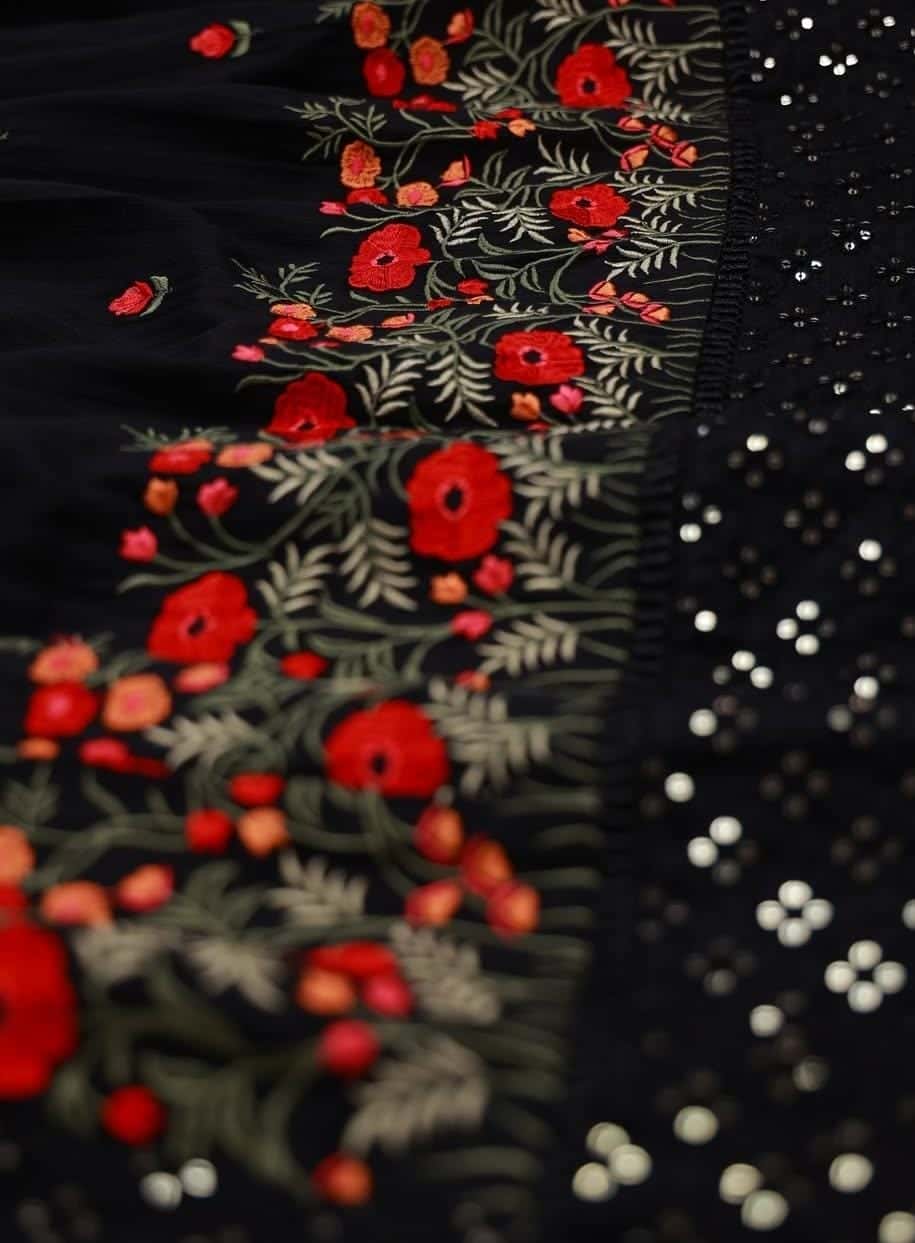Elegant black floral embroidery Salwar suit