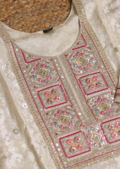 Cream premium salwar suit with Rani pink dupetta
