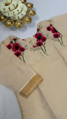 Red floral V neck top