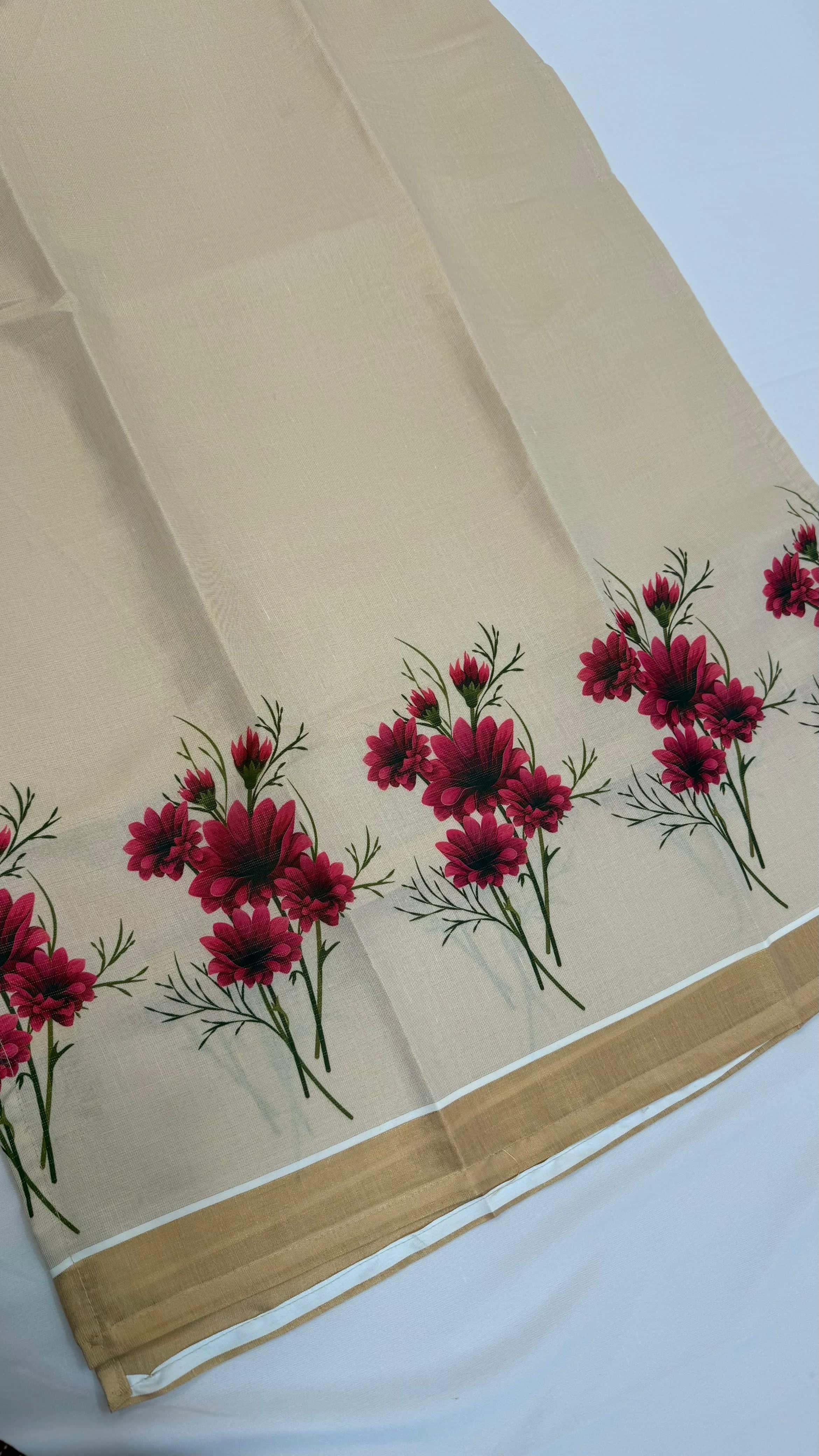 Red floral V neck top