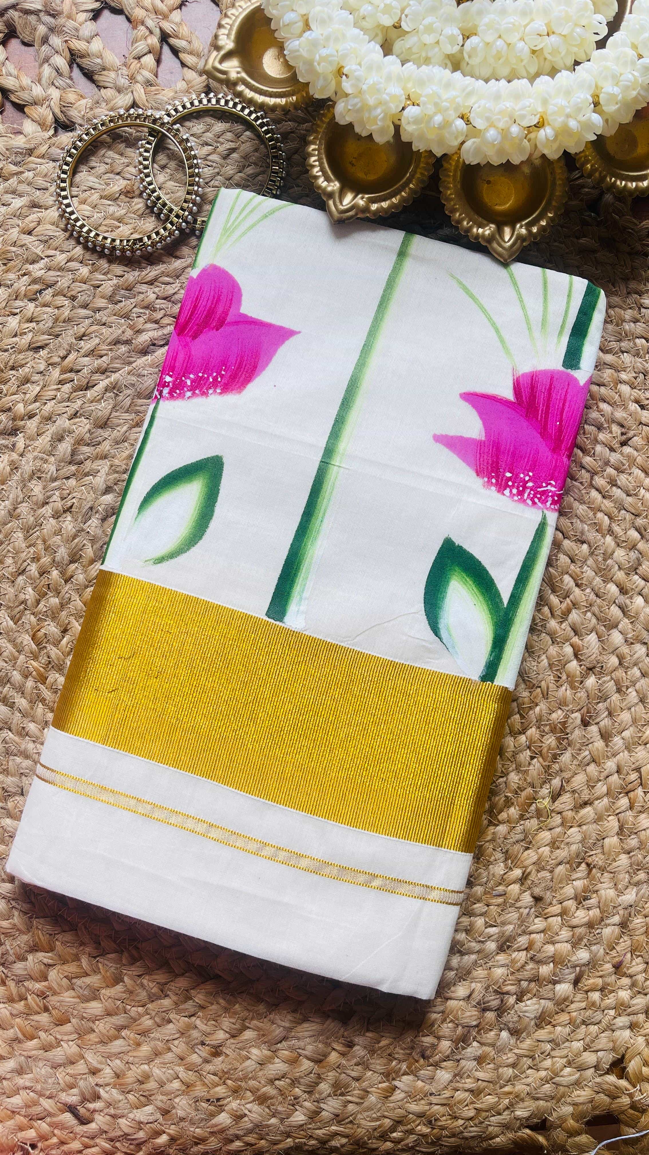 Kumudam Hand Painted Saree