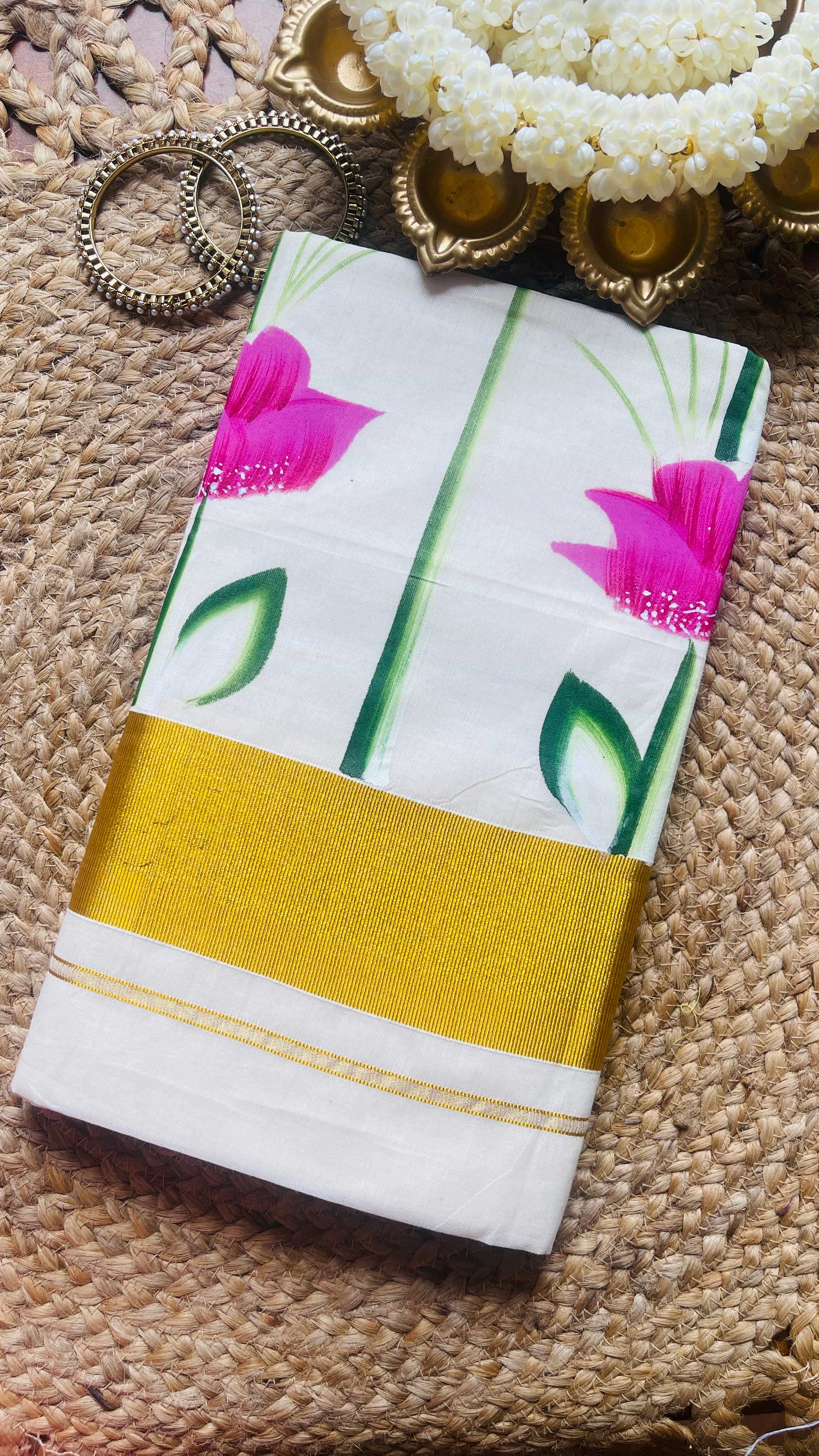 Kumudam Hand Painted Saree