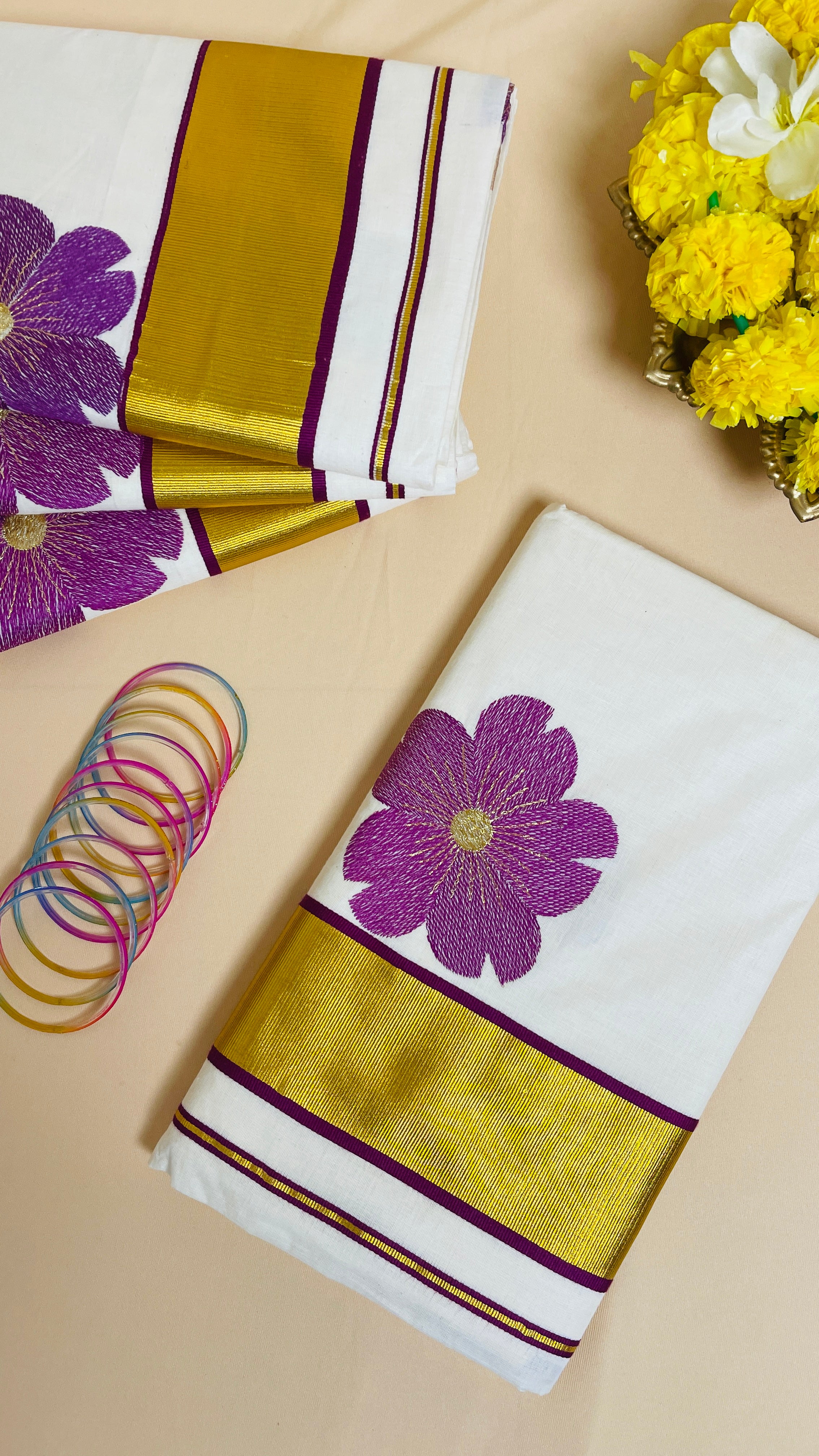 ഇന്തുപുഷ്പം Purple Flower Set Saree 💜