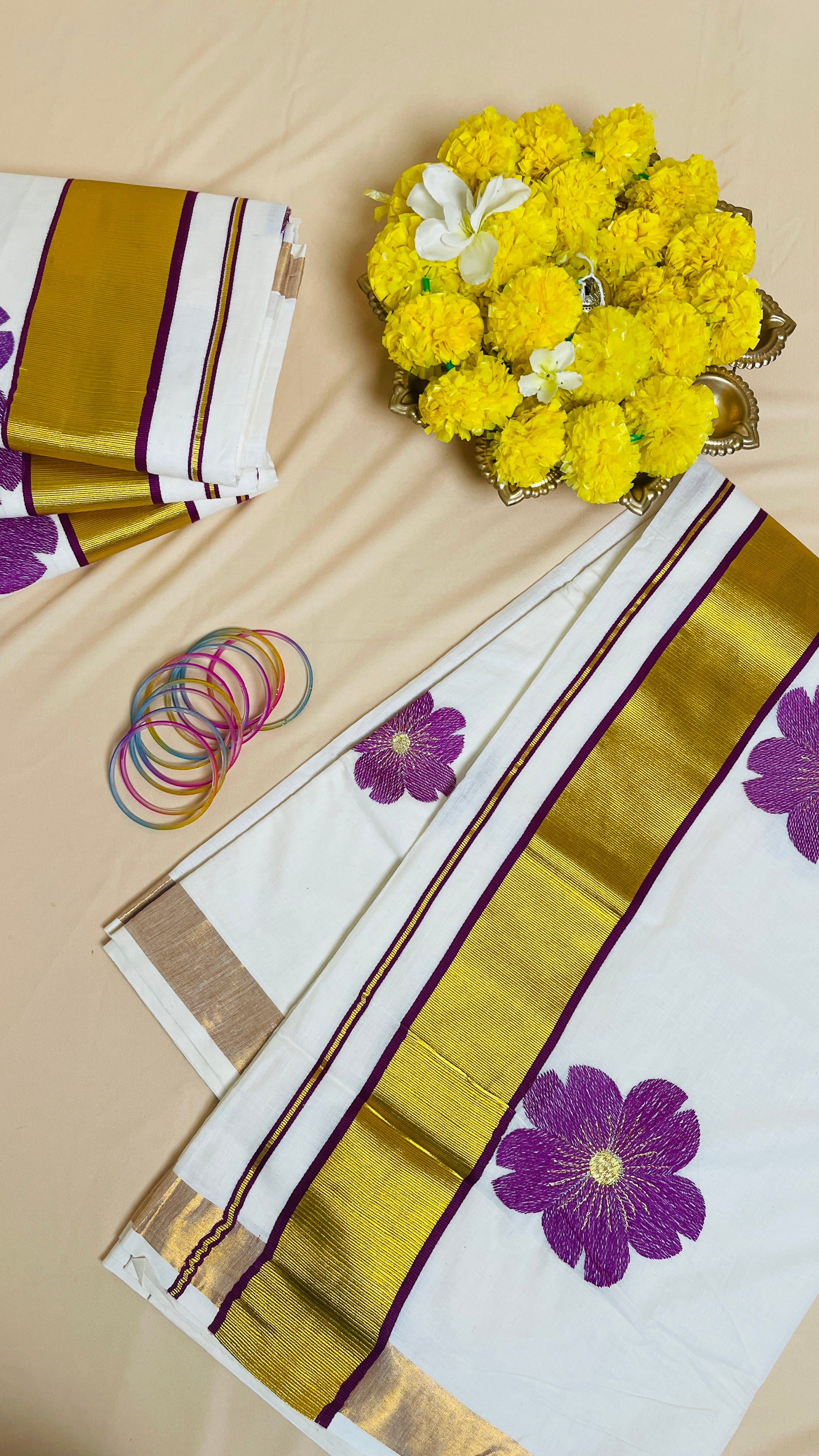 ഇന്തുപുഷ്പം Purple Flower Set Saree 💜