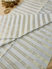 Golden kasavu stripes Cotton Set Saree with Border