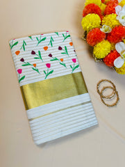 Poonthennal Stripes Set Saree