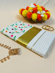 Poonthennal Stripes Set Saree