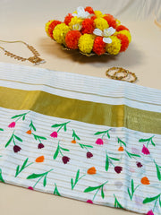 Poonthennal Stripes Set Saree