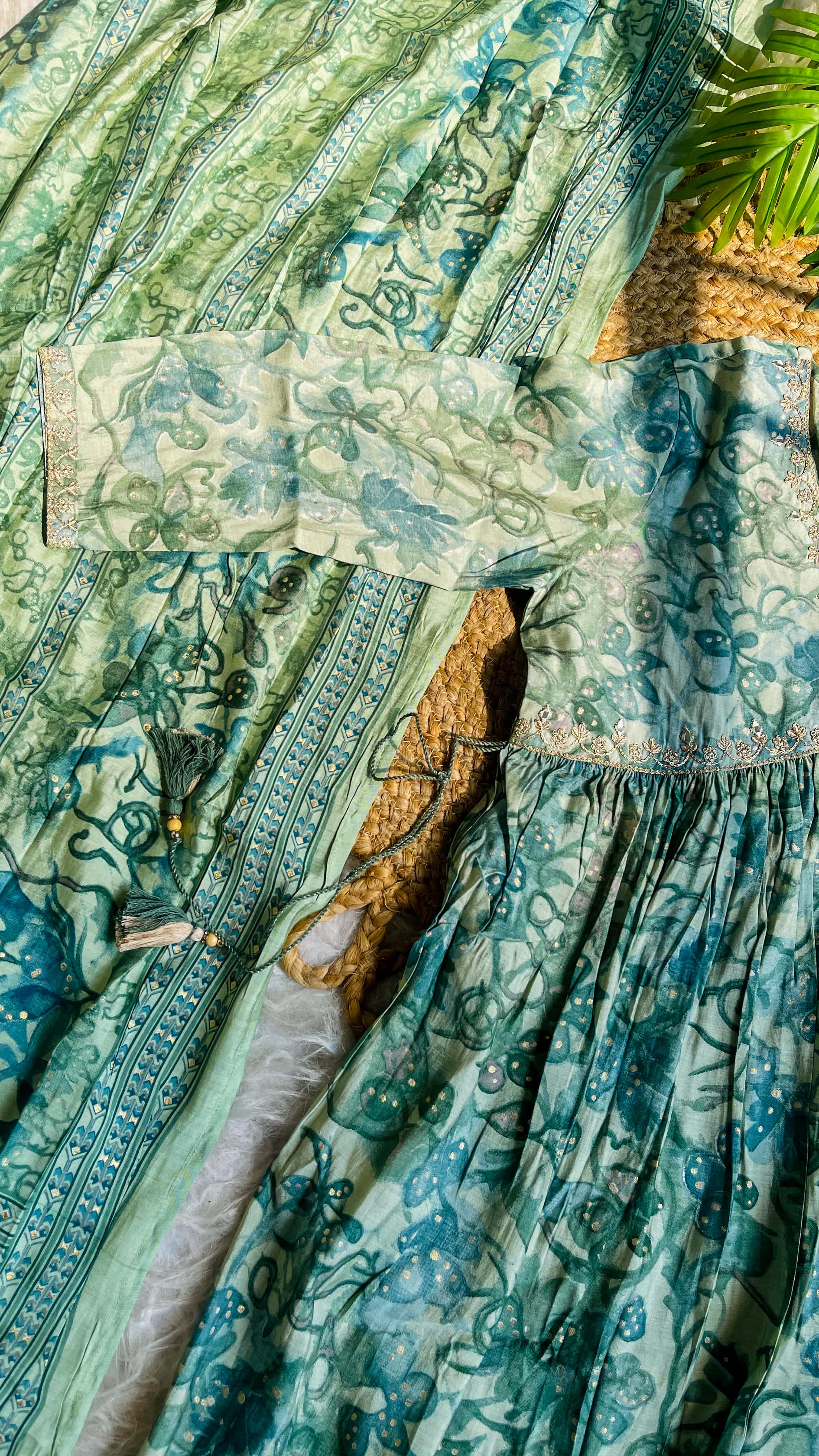 Green & gold alia cut salwar suit