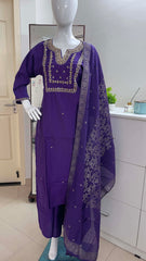Zehnab Embroidery Violet Salwar suit