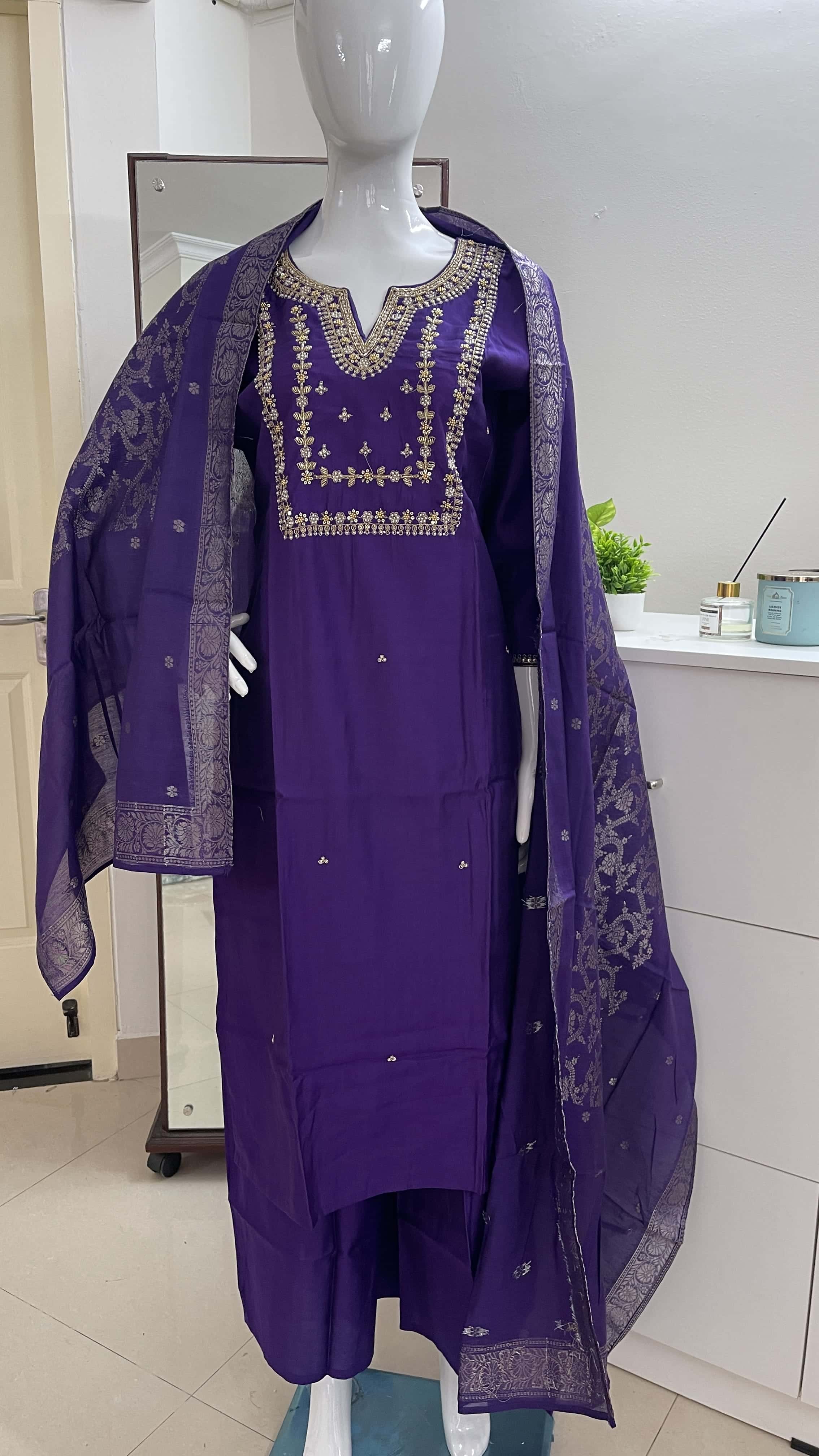 Zehnab Embroidery Violet Salwar suit