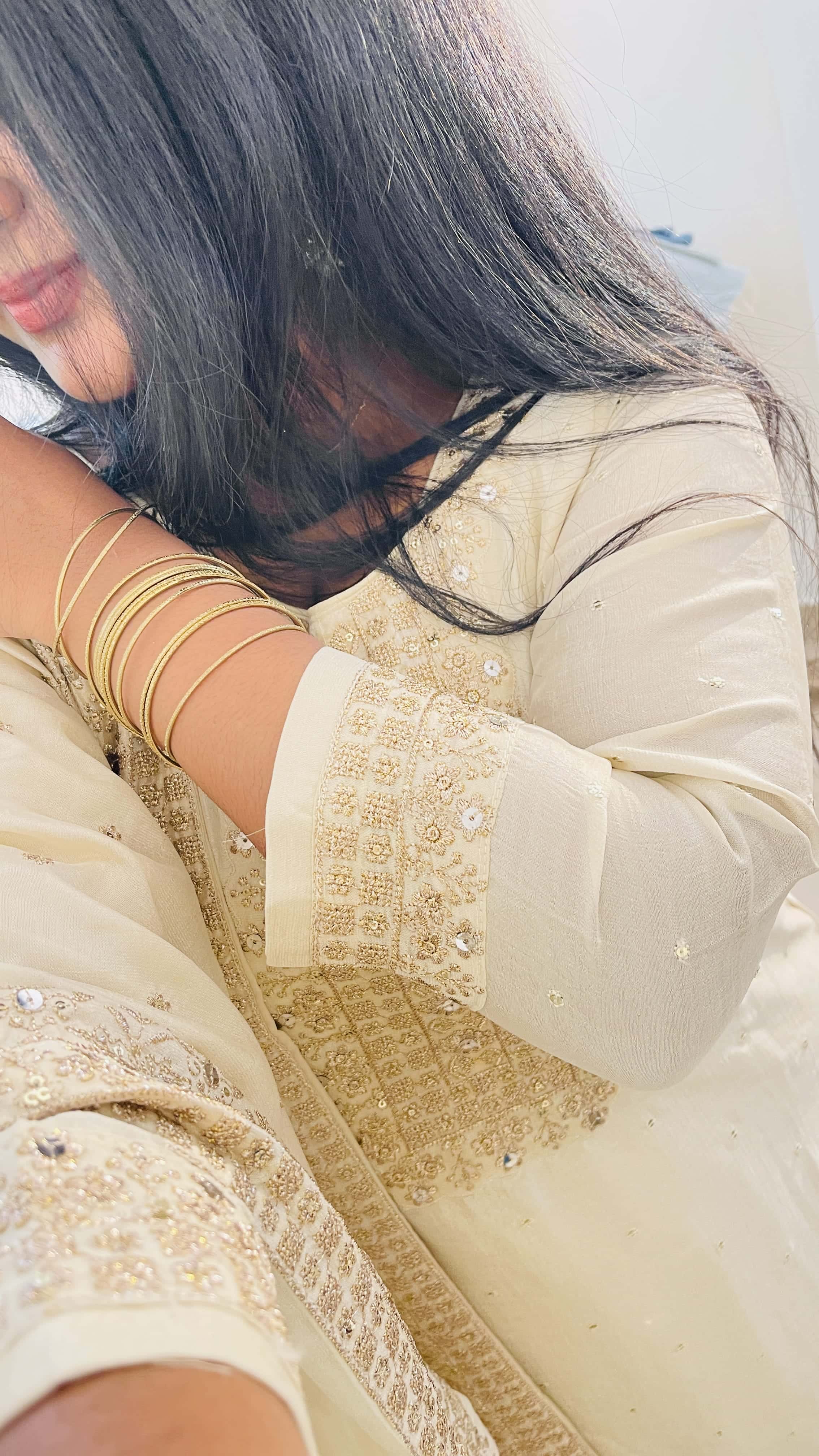 Cream Heavy Work Salwar Suit