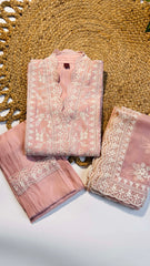 Pastel pink Karachi silk salwar suit
