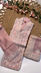 Pastel pink Karachi silk salwar suit