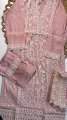 Pastel pink Karachi silk salwar suit