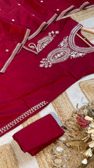 Red Salwar suit with bag