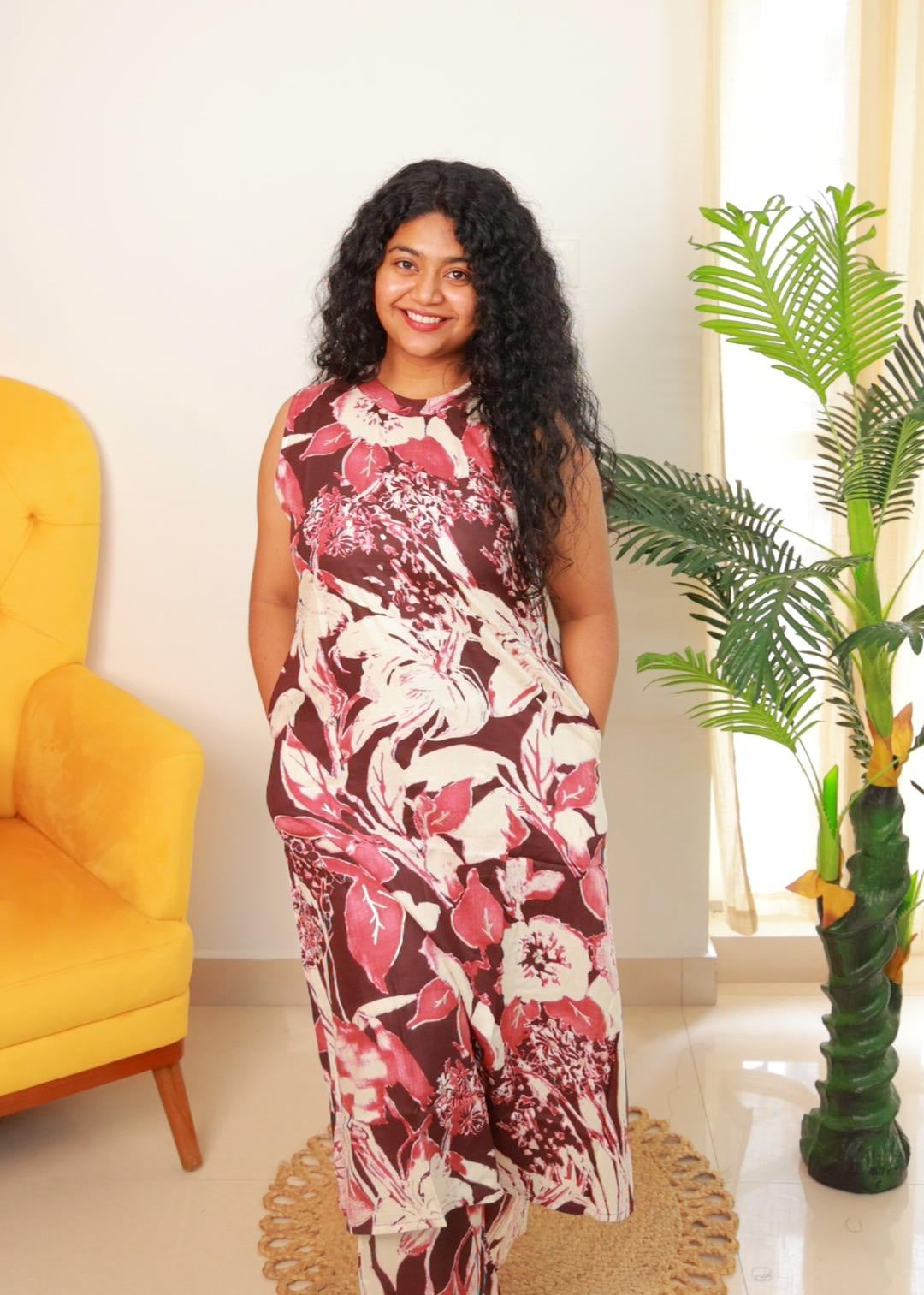 Crimson Floral Co-ord Set - SU 446