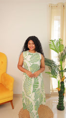 White with green leaf co-ord set