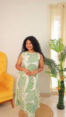 White with green leaf co-ord set