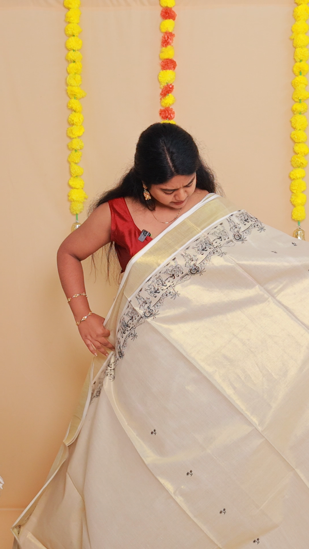 KERALA FOLK ART✨🌼 TISSUE KASVU SAREE(SU 789)